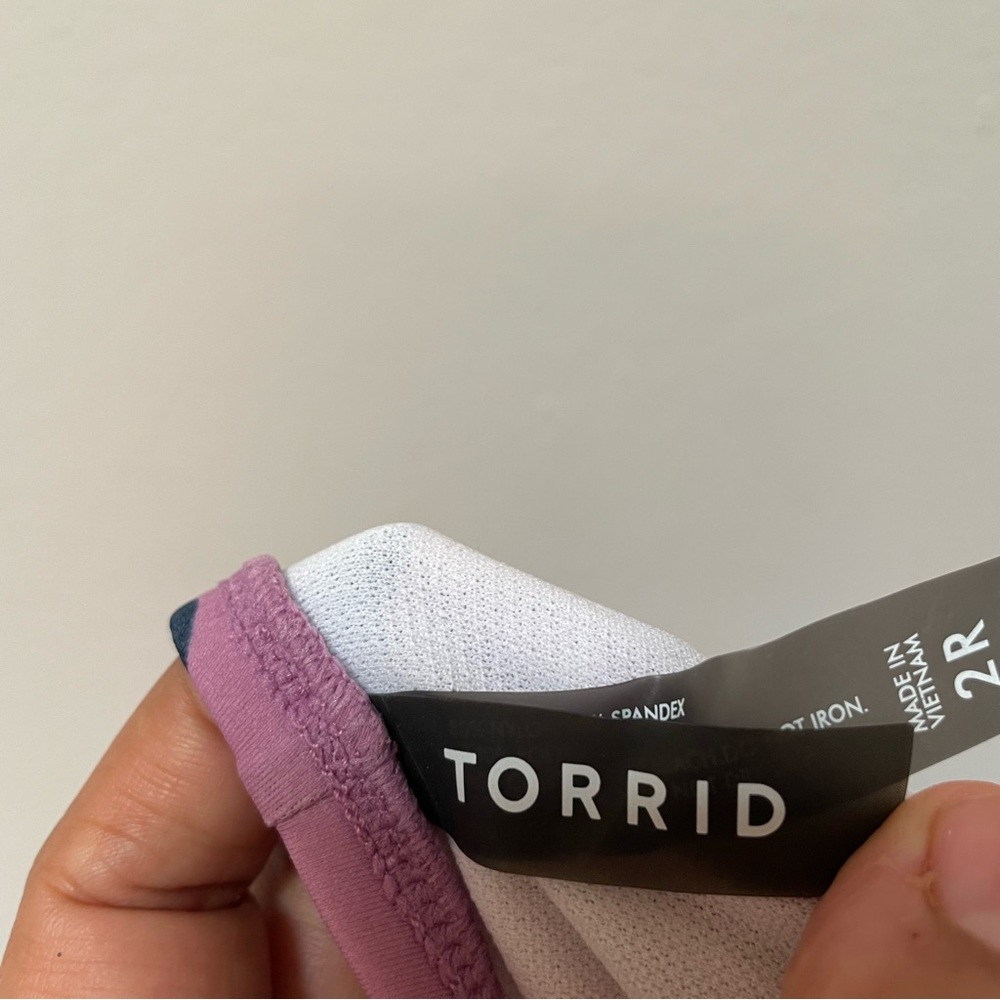 TORRID 2X Underwire Ruched Tie-Front One Piece Swimsuit lavender floral - Picture 9 of 9